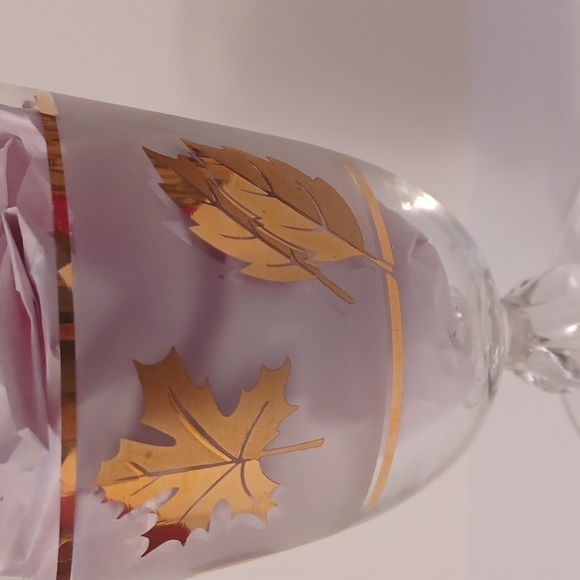 Vintage  Mid Century  Libbey  Frosted  Gold  Leaf set of 8 cordial Steammed Glas - Picture 2 of 5